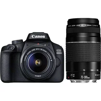 Зеркальная камера CANON EOS 4000D, 18 МП, Wi-Fi,  объектив 18–55 мм + объектив 75–300 мм