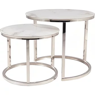 Set masute pentru reviste Signal Atlanta B II, White Marble/Chrome