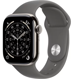 Image Apple Watch Series 11 GPS + LTE 42mm MF8N4 Natural Titanium Case Stone Grey Sport Band M/L