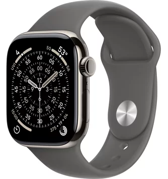 Apple Watch Series 11 GPS + LTE 42mm MF8N4 Natural Titanium Case Stone Grey Sport Band M/L