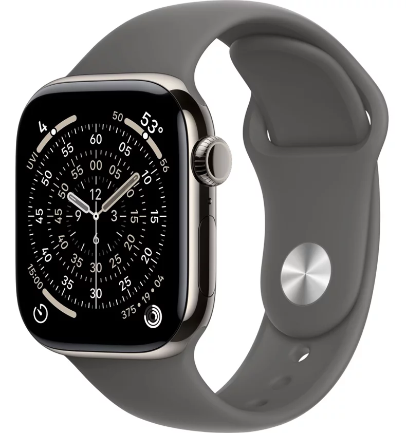 Image Apple Watch Series 11 GPS + LTE 42mm MF8N4 Natural Titanium Case Stone Grey Sport Band M/L
