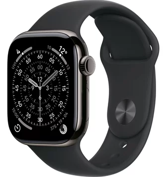 Apple Watch Series 11 GPS + LTE 42mm MF8R4 Slate Titanium Case Black Sport Band S/M