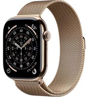 Image Apple watch Series 11 GPS + LTE 46mm MFD84 Gold Titanium Case Gold Milanese Loop - M/L