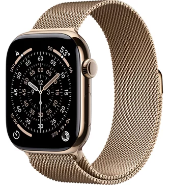 Apple watch Series 11 GPS + LTE 46mm MFD84 Gold Titanium Case Gold Milanese Loop - M/L