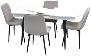 Image Комплект для кухни Evelin DT 431-1R B + 4 стула XR-154B Light Grey48 (velur)