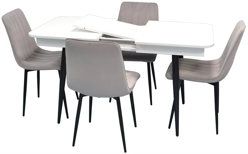 Image Set de bucătărie Evelin DT 431-1R B + 4 scaune XR-154B Light Grey48 (velur)
