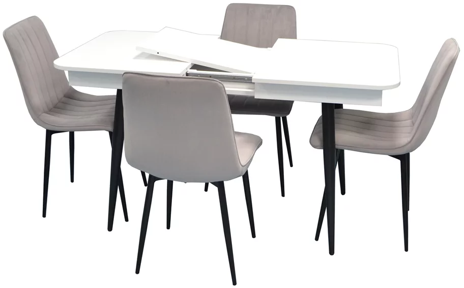 Image Set de bucătărie Evelin DT 431-1R B + 4 scaune XR-154B Light Grey48 (velur)