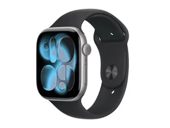 Apple Watch Series 11 GPS 46mm MEV44 Space Grey Aluminium Case, Black Sport Band - M/L
