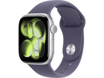 Apple Watch Series 11 GPS 46mm MEVA4 Silver Aluminium Case Purple Fog Sport Band M/L