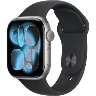 Apple Watch Series 11 GPS 42mm MEQX4 Space Grey Aluminium Case, Black Sport Band - M/L