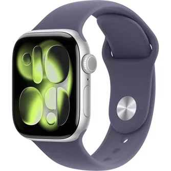 Apple Watch Series 11 GPS 42mm MEU74 Silver Aluminium Case with Purple Fog Sport Band M/L