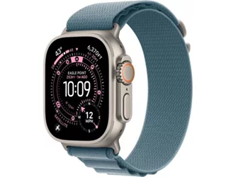 Apple Watch Ultra 3 GPS + LTE 49mm MEWP4 Natural Titanium Case Light Blue Alpine Loop - Large