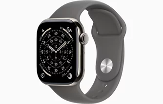 Apple Watch Series 11 GPS + LTE 42mm MF8M4 Natural Titanium Case with Stone Grey Sport Band S/M