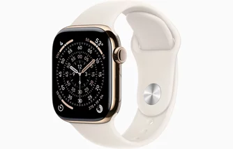 Apple Watch Series 11 GPS + LTE 42mm MF8X4 Gold Titanium Case with Light Blush Titanium Sport Band M/L