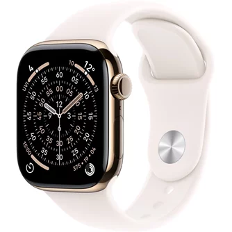 Apple Watch Series 11 GPS + LTE 42mm MF8W4 Gold Titanium Case Light Blush Titanium Sport Band S/M