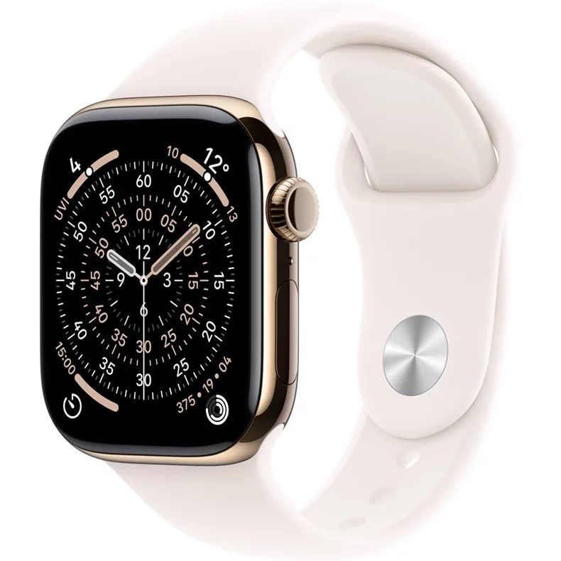 Image Apple Watch Series 11 GPS + LTE 42mm MF8W4 Gold Titanium Case Light Blush Titanium Sport Band S/M
