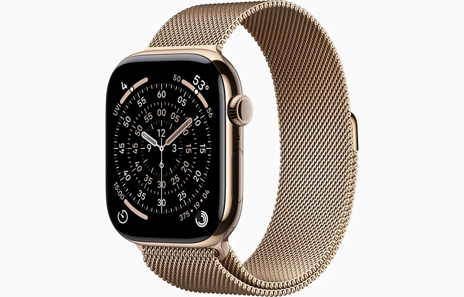 Image Apple watch Series 11 GPS + LTE 46mm MFD74 Gold Titanium Case Gold Milanese Loop - S/M
