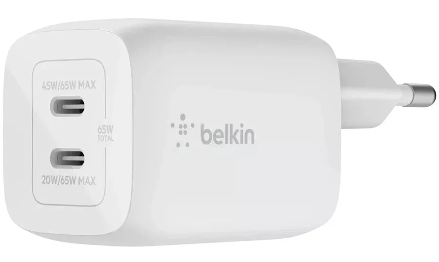 Image Bloc BELKIN BELKIN 65w PD PPS Dual USB-C GaN Wall Charger, WHT