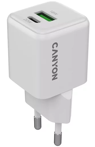Зарядка CANYON CU20AC USB-C/USB- A, 20W White