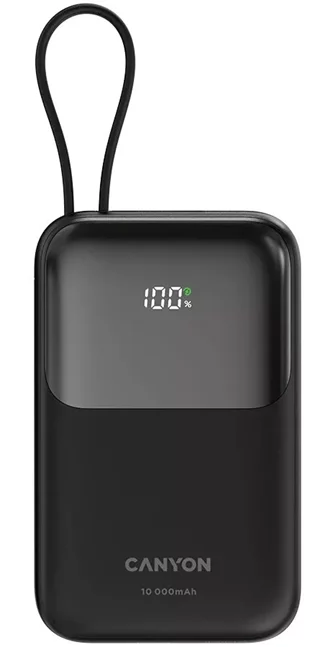 Powerbank CANYON OnPower 101 built-in cable 10000 mAh, Black
