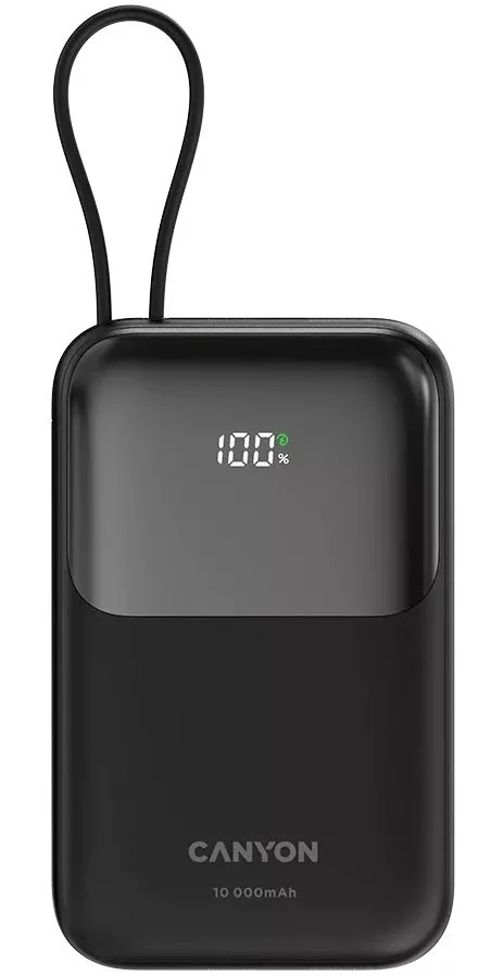 Image Powerbank CANYON OnPower 101 built-in cable 10000 mAh, Black