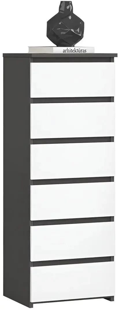 Image Комод Akord CL6 6SZ, Graphite Gray/White
