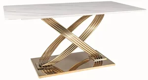 Image Стол Signal Hermes 160, White Marble/Gold