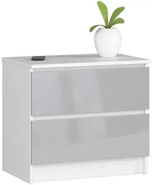 Image Тумба прикроватная Akord K60 2SZ, Metallic Gloss/White