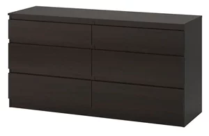 Image Комод Ikea Kullen 6 ящиков 140x72, Black-brown