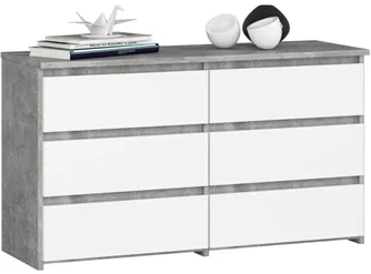 Comodă Akord CL 100 6S, Concrete/White