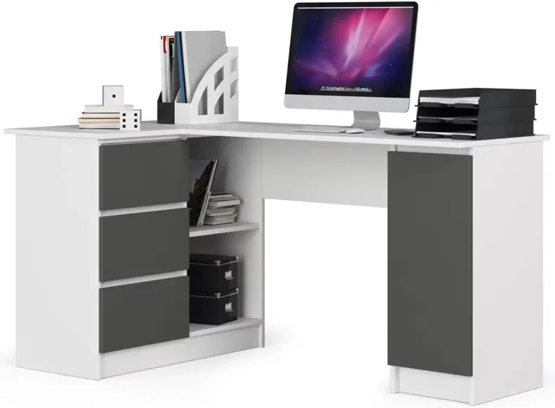 Image Письменный стол Akord B20 CLP Left, White/Graphite