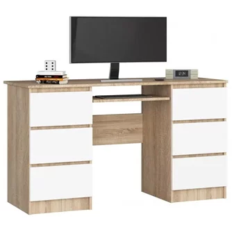 Masa de calculator Akord A-11 6SZ 135cm, Sonoma Oak/White