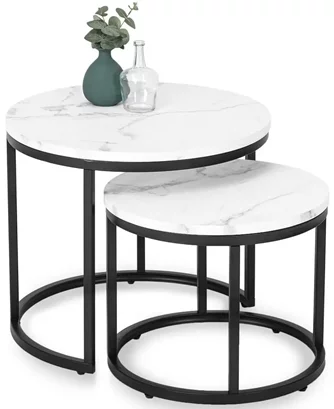 Masă de cafea Mebel Elite Dafne, White Marble/Black