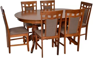 Image Комплект для кухни Evelin HV-33V Burnish oak + 6 стульев Deepa R Burnish oak/Ekea12 Dark Brown