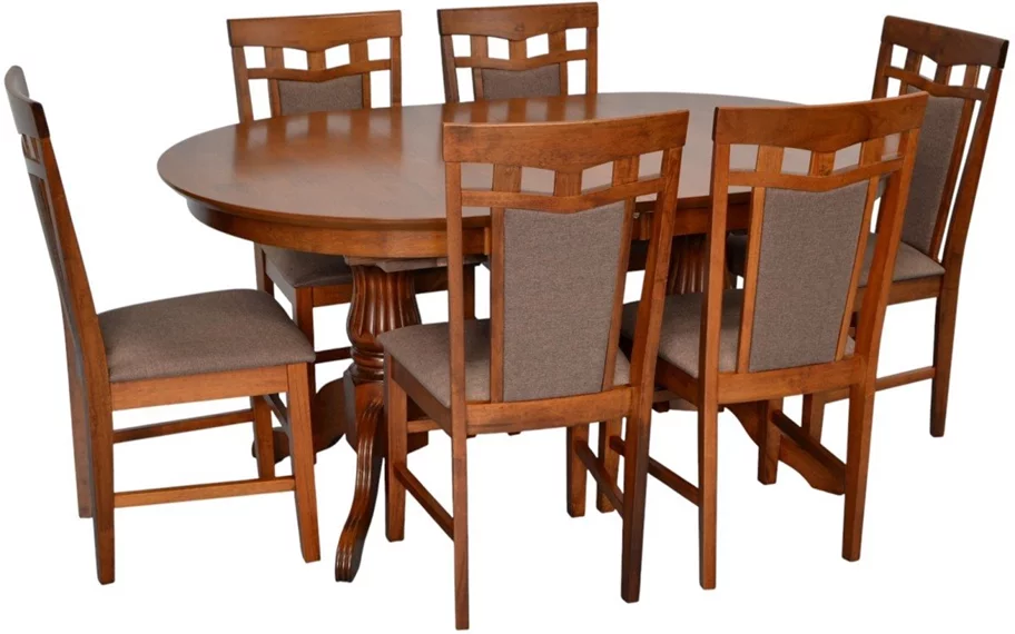 Image Set de bucătărie Evelin HV-33V Burnish oak + 6 scaune Deepa R Burnish oak/Ekea12 Dark Brown