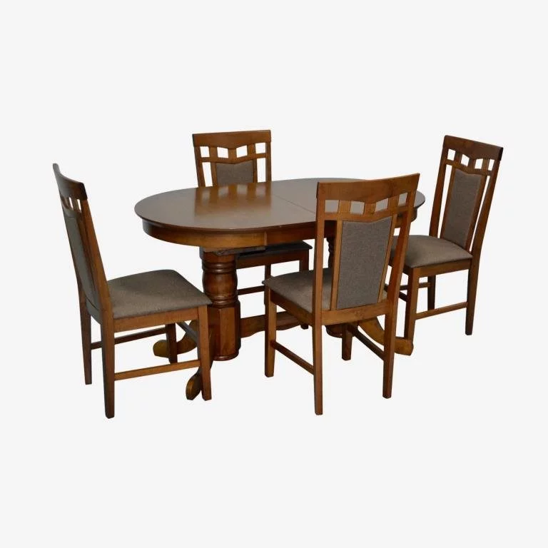Image Set de sufragerie Evelin HV-31N Burnish oak + 4 Deepa R Burnish oak/Ekea12 Dark Brown
