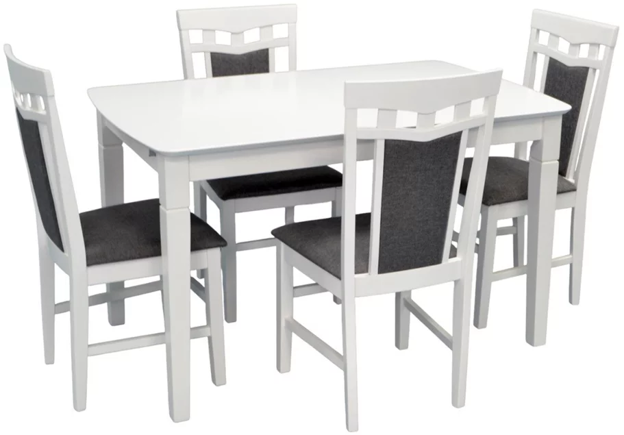 Image Set de bucătărie Evelin HV-27V White + 4 scaune Deepa R White/NV-10WP Grey