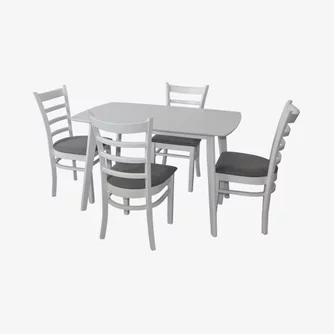 Обеденный набор Evelin COOPER White + 4 COCO White/NV-10WP Grey