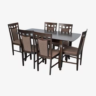 Set de sufragerie Evelin HV-29V Chocolate + 6 Deepa R Chocolate/Ekea12 Dark Brown