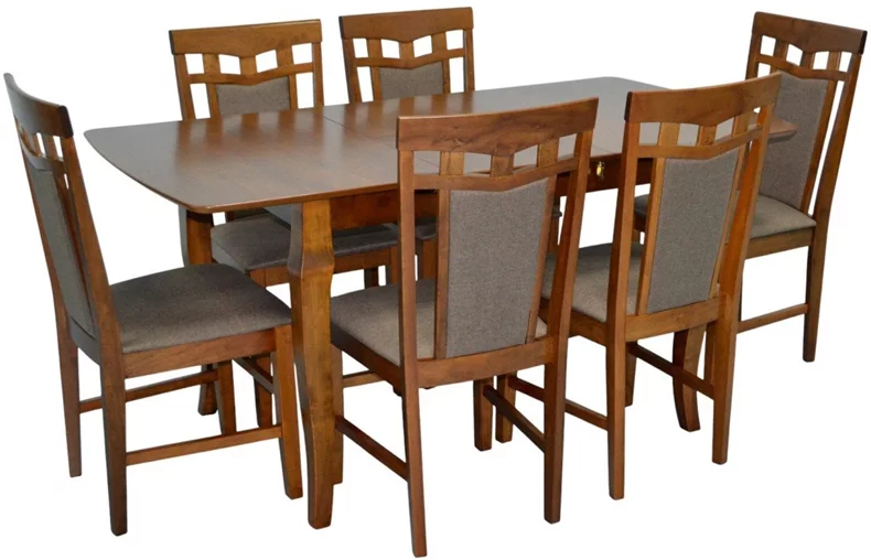 Image Set de bucătărie Evelin HV-29V Burnish + 6 scaune Deepa R Burnish/Ekea12 Dark Brown