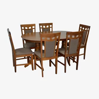 Обеденный набор Evelin HV-24V Burnish oak + 6 Deepa R Burnish oak/Ekea12 Dark Brown