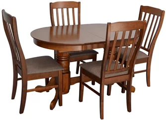 Set de bucătărie Evelin HV-31N Burnish oak + 4 scaune Wenyi Burnish oak/Ekea12 Dark Brown