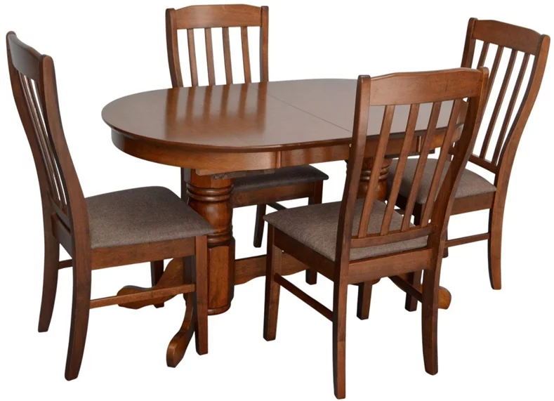 Image Комплект для кухни Evelin HV-31N Burnish oak + 4 стула Wenyi Burnish oak/Ekea12 Dark Brown