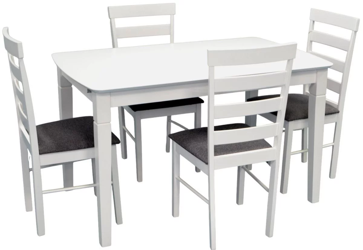 Комплект для кухни Evelin HV-27V White + 4 стула GLORIA White/NV-10WP Grey