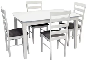 Image Set de bucătărie Evelin HV-27V White + 4 scaune GLORIA White/NV-10WP Grey
