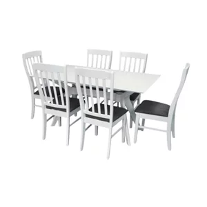 Image Комплект для кухни Evelin Raffles Rectangular White + 6 стульев Wenyi White/NV-10WP Grey