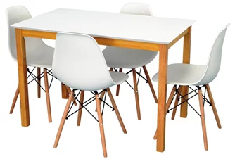 Set de bucătărie Evelin GLORIA White/Bella beech + 4 scaune LC-021 White