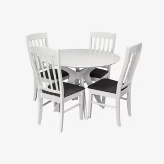 Обеденный набор Evelin Raffles Round White + 4 Wenyi White/NV-10WP Grey
