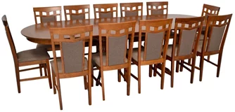 Set de bucătărie Evelin HV-33V Burnish oak + 12 scaune Deepa R Burnish oak/F-789 Brown