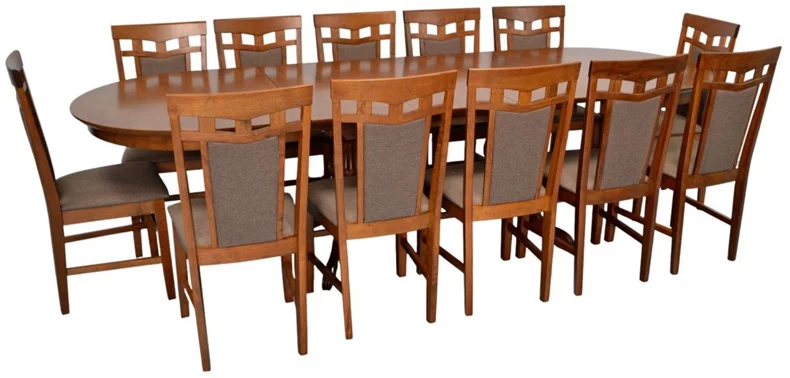 Image Set de bucătărie Evelin HV-33V Burnish oak + 12 scaune Deepa R Burnish oak/F-789 Brown